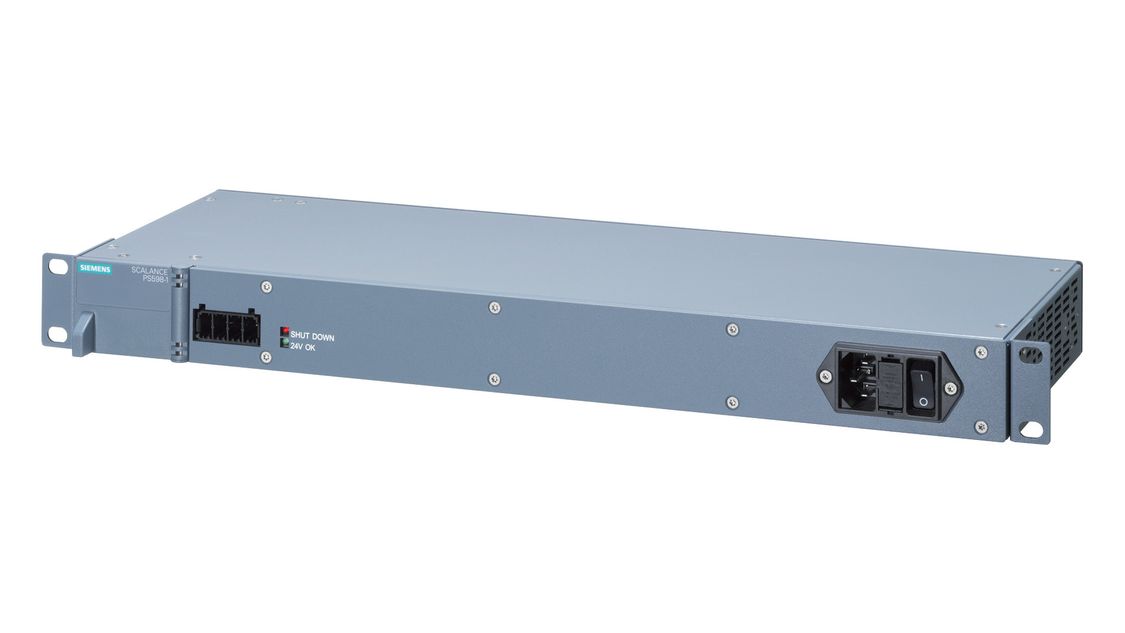 Angled view of a power supply for SCALANCE X-500 layer 3 switches