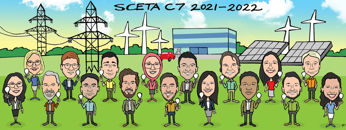 Caricature of SCETA cohort 7 by TonyBToons