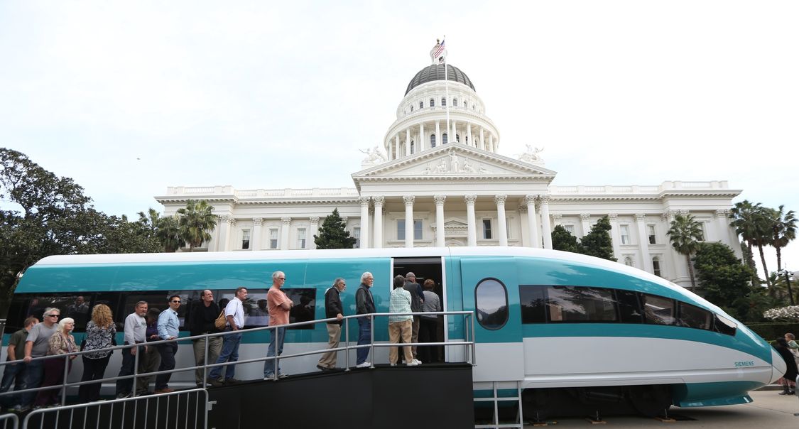High Speed Rail Prototype in front of Sacramento Capital 