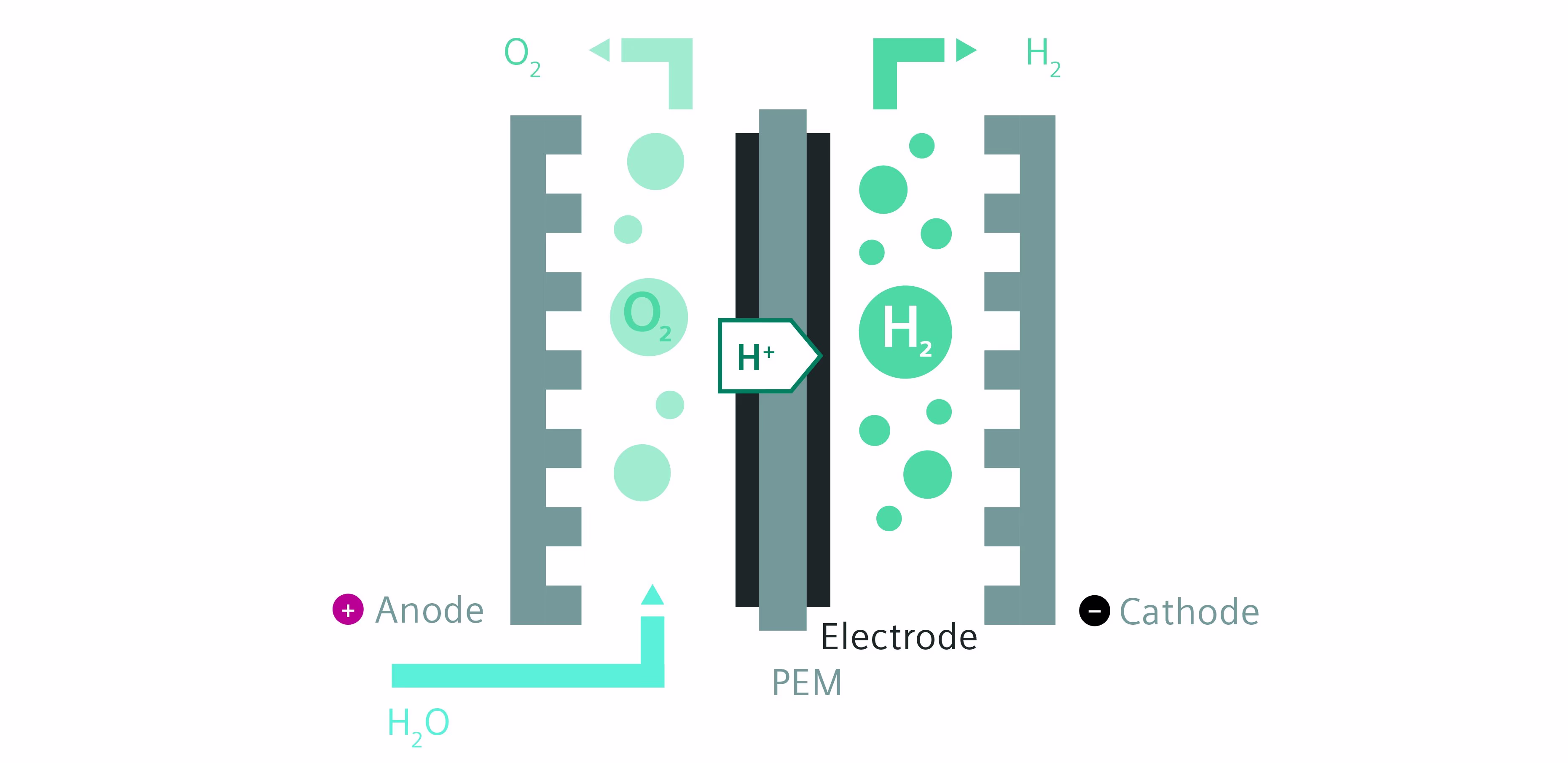 Functional principle of PEM electrolysis