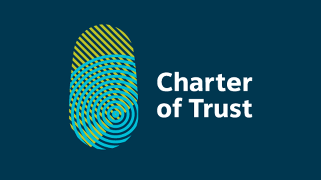 A sytlized fingerprint forms the Charter of Trust logo