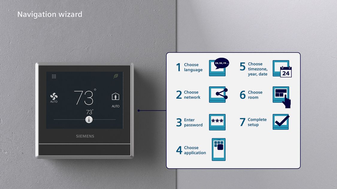 Whether installing the RDS120-B or original RDS120 Smart Thermostat, getting up an running is fast and simple with the Navigation Wizard.