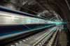 Metro tunnel with symbolized lines representing CBTC system