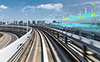 Railway tracks with digital overlay Railway tracks with digital overlay
