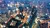 Vogelperspektive einer Stadt mit Digital Layer