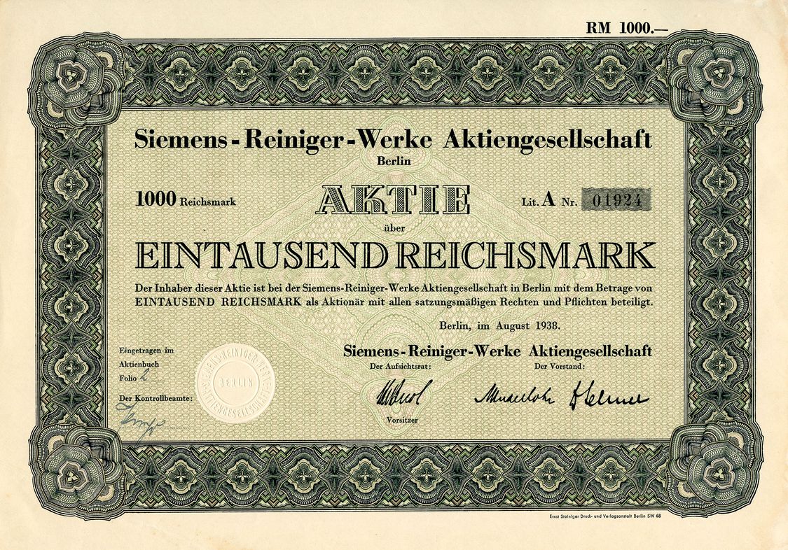 SRW Aktie, 1938