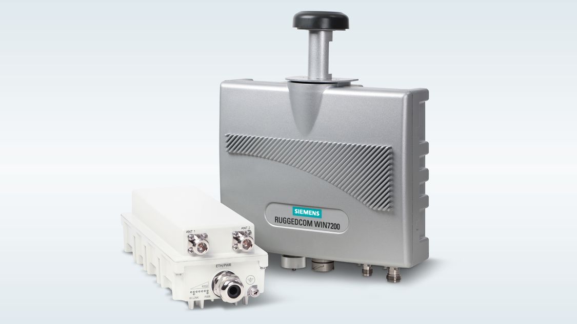 Rugged wireless equipment of Siemens RUGGEDCOM WIN for AeroMACS subscriber units and base stations