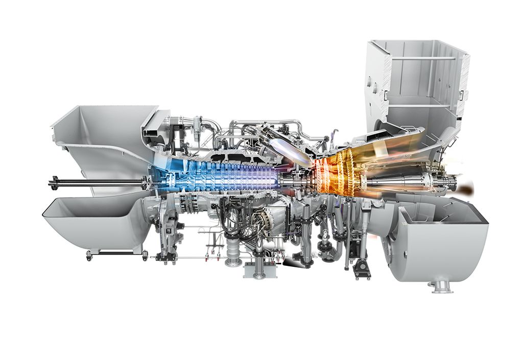 Das Bild zeigt die Siemens-Industriegasturbine des Typs SGT-750.
