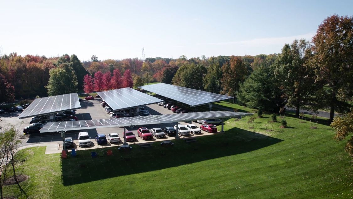 Princeton campus parking lot with solar arrays