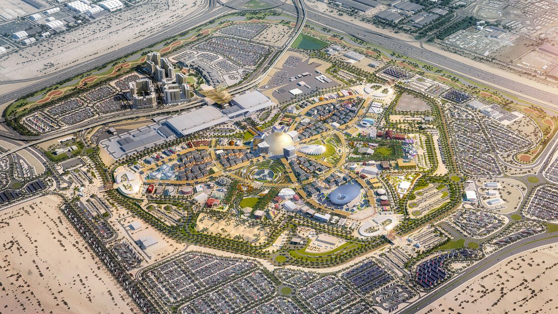 Bird's eye view on the Expo 2020 Dubai district