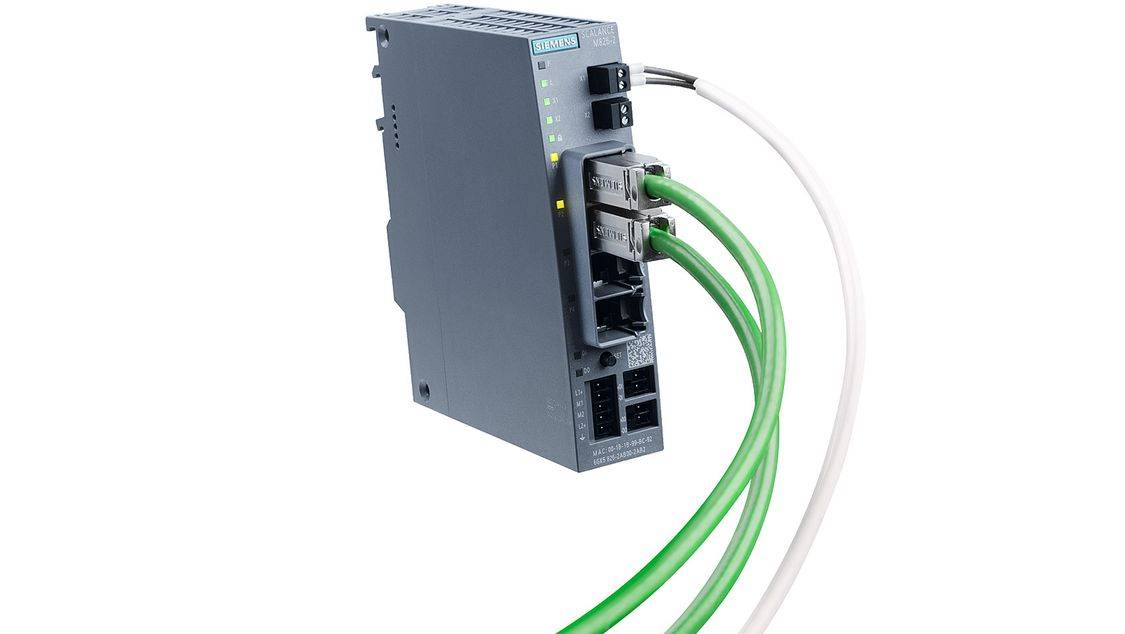 Siemens industrial router with two-wire cable 