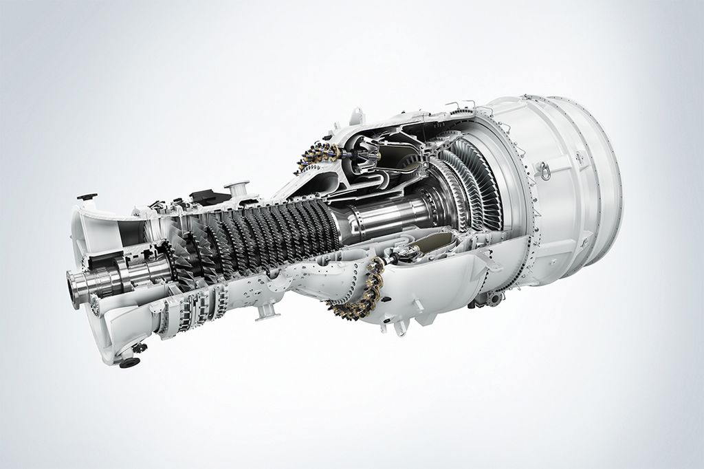 Das Bild zeigt die Industriegasturbine SGT-800 von Siemens.